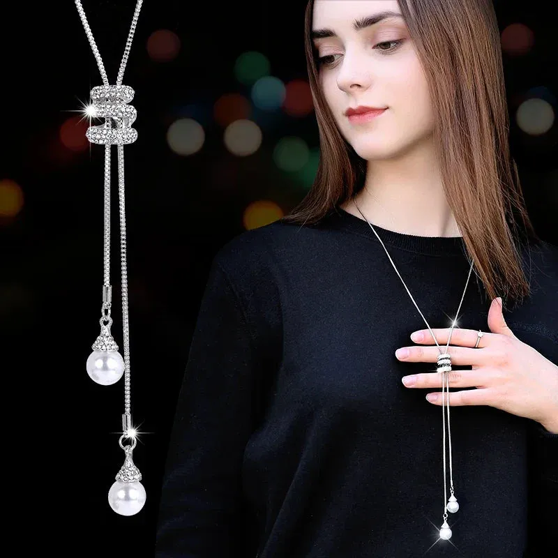 Long Necklaces Pendants Women Geometric Statement Maxi Fashion Crystal Jewelry