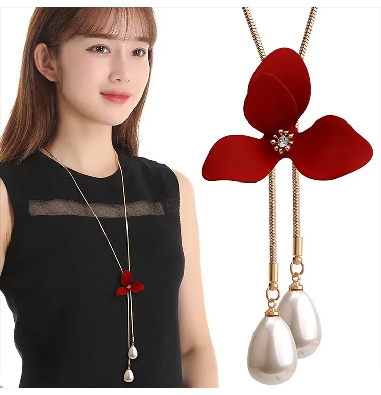 Long Necklaces Pendants Women Geometric Statement Maxi Fashion Crystal Jewelry