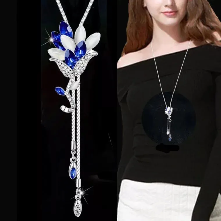 Long Necklaces Pendants Women Geometric Statement Maxi Fashion Crystal Jewelry