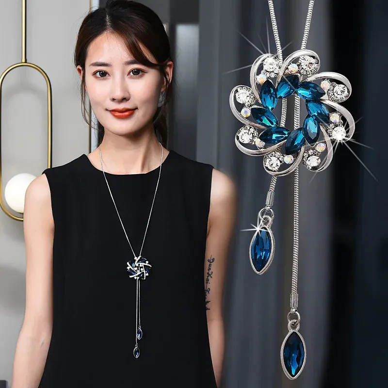 Long Necklaces Pendants Women Geometric Statement Maxi Fashion Crystal Jewelry