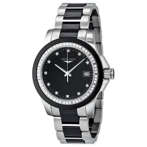 Longines Conquest Black Ceramic Diamond Ladies Watch L32810577 L3.281.0.57.7