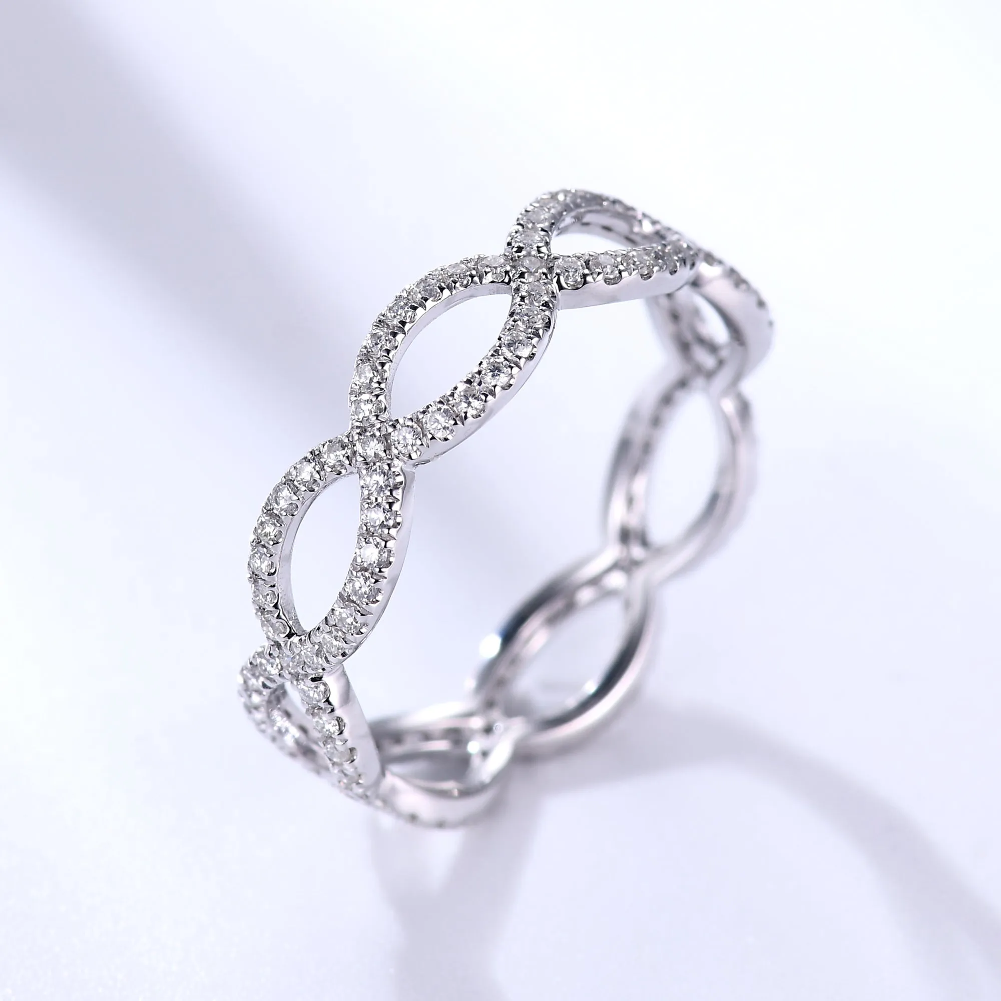 Loop Diamond Wedding Ring White Gold Full Eternity Moissanite Wedding Band