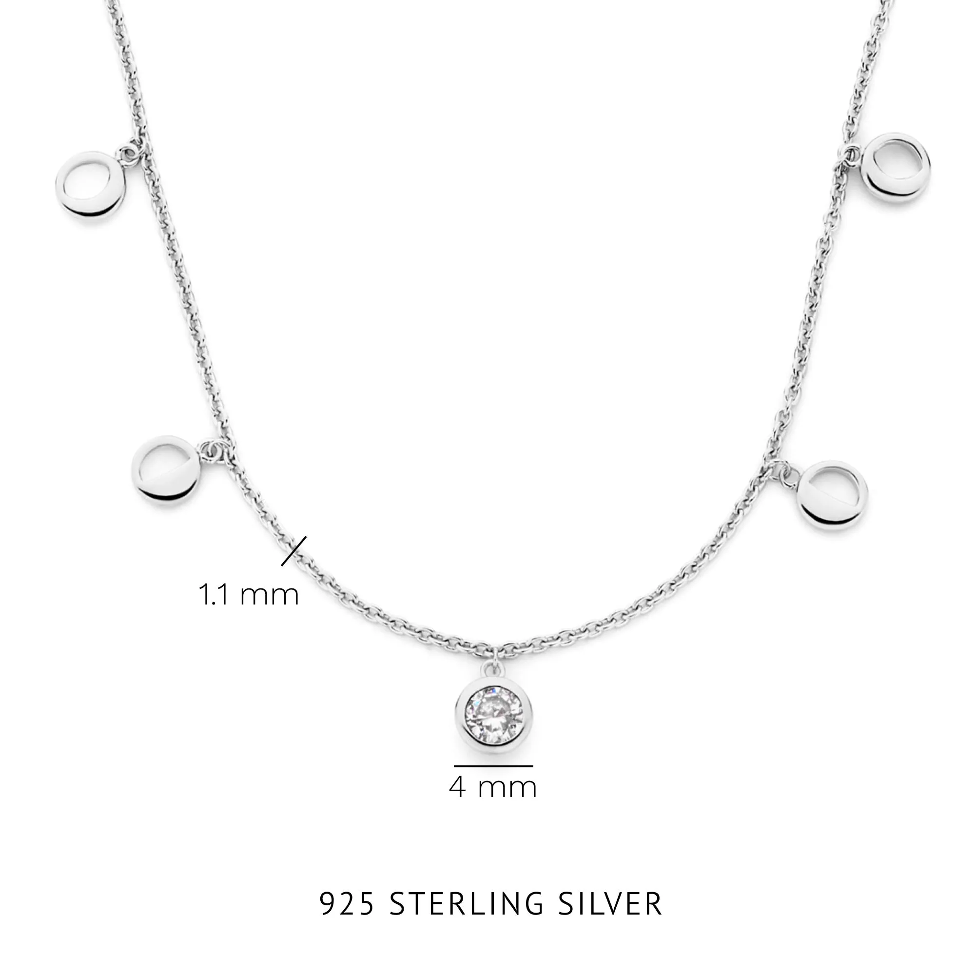 Luna 925 sterling silver necklace with white zirconia stone