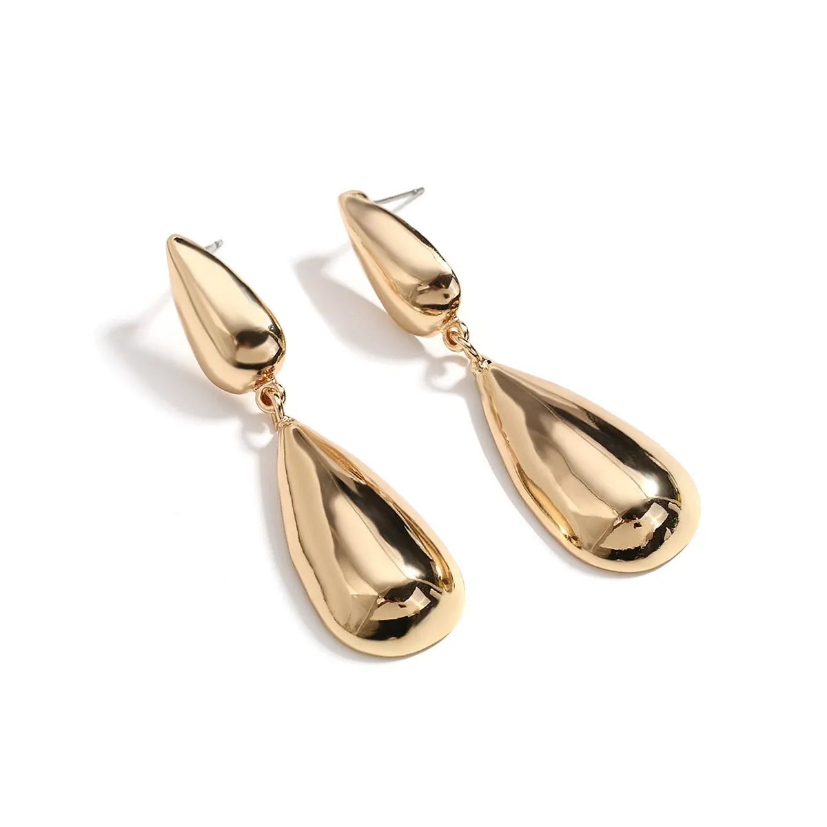 Luxury Water Drop  Dangle Earrings Long Metal Wedding Jewelry Pendant