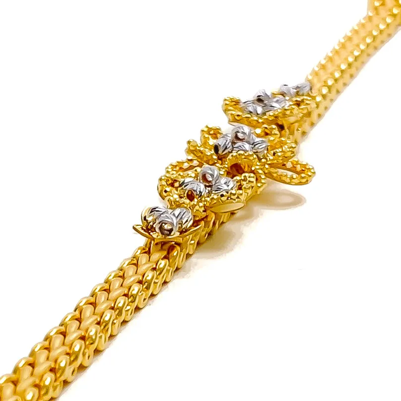 Magnificent Flower 21k Gold CZ Bracelet
