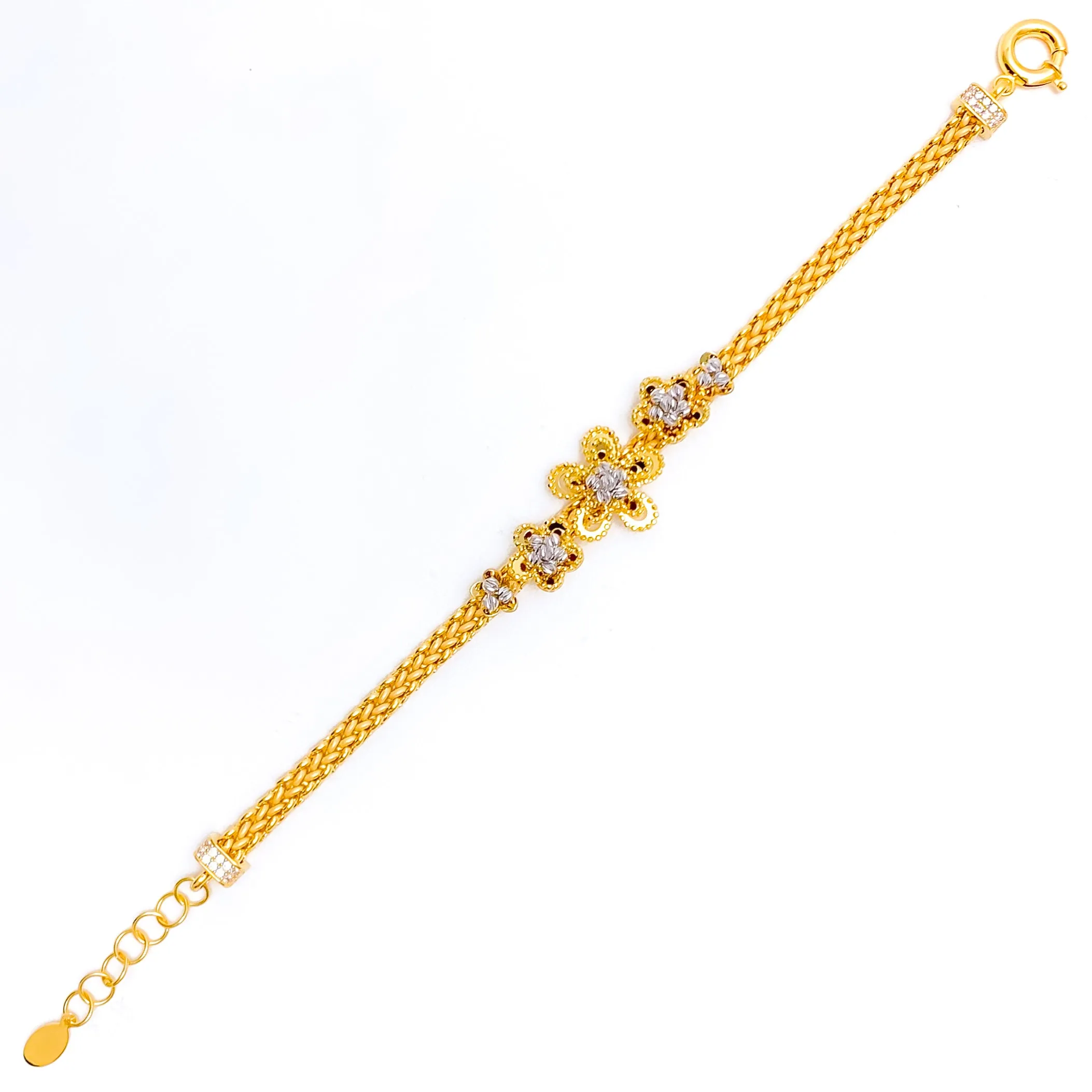 Magnificent Flower 21k Gold CZ Bracelet