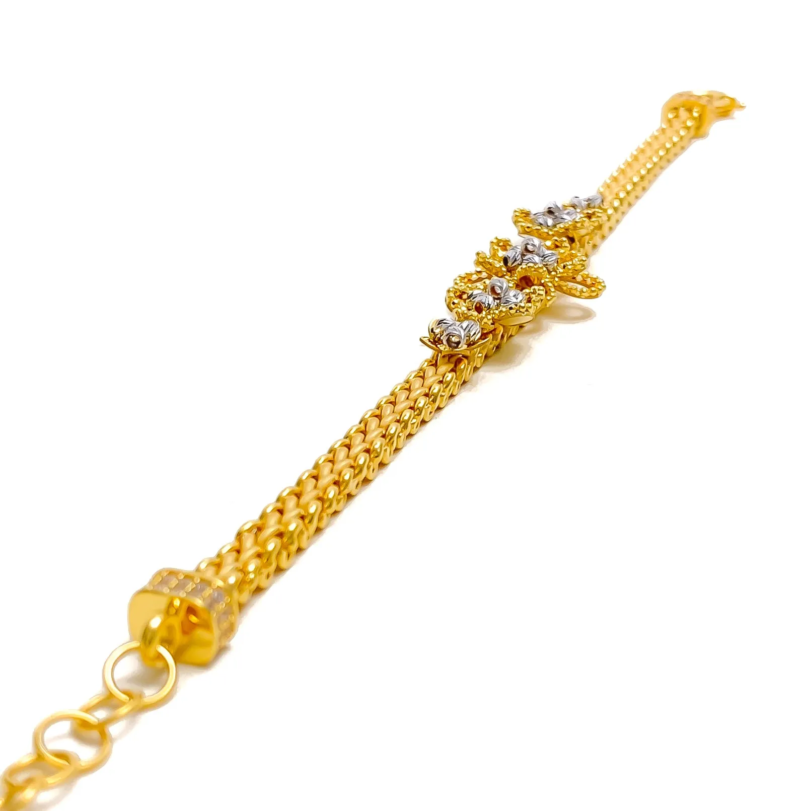 Magnificent Flower 21k Gold CZ Bracelet