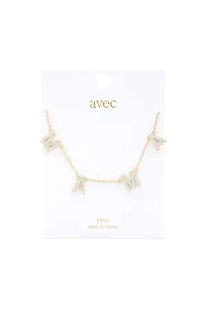 Mama Rhinestone Metal Necklace