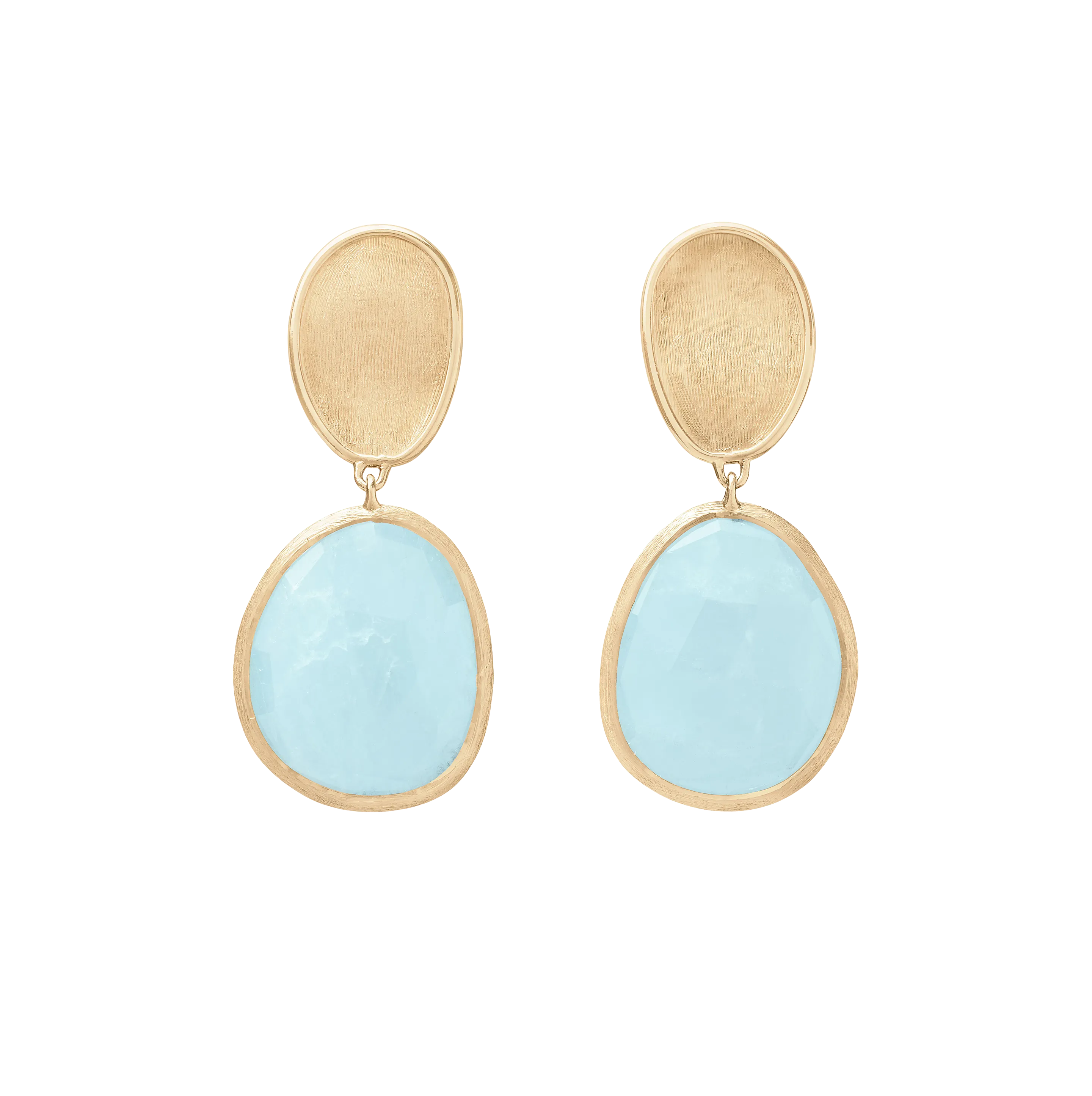 Marco Bicego Lunaria Yellow Gold Aquamarine Drop Earrings