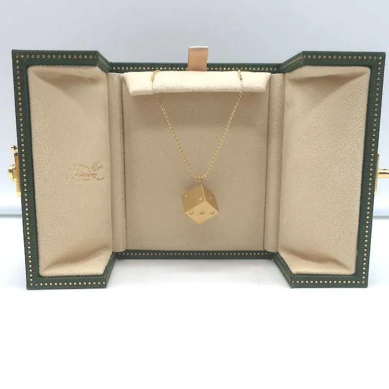 Marie Lichtenberg Dado 13mm Diamond Dice Charm on Spiga Chain 18k Gold NEW