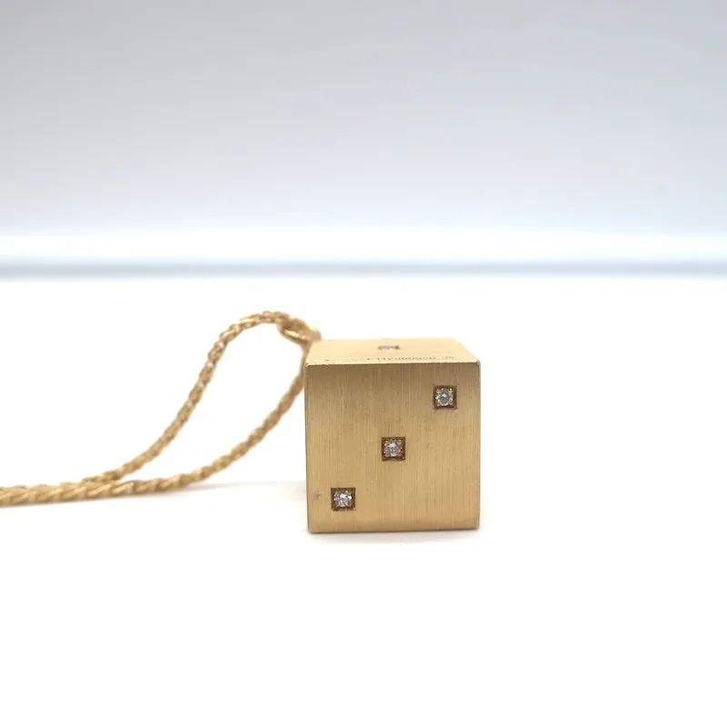 Marie Lichtenberg Dado 13mm Diamond Dice Charm on Spiga Chain 18k Gold NEW