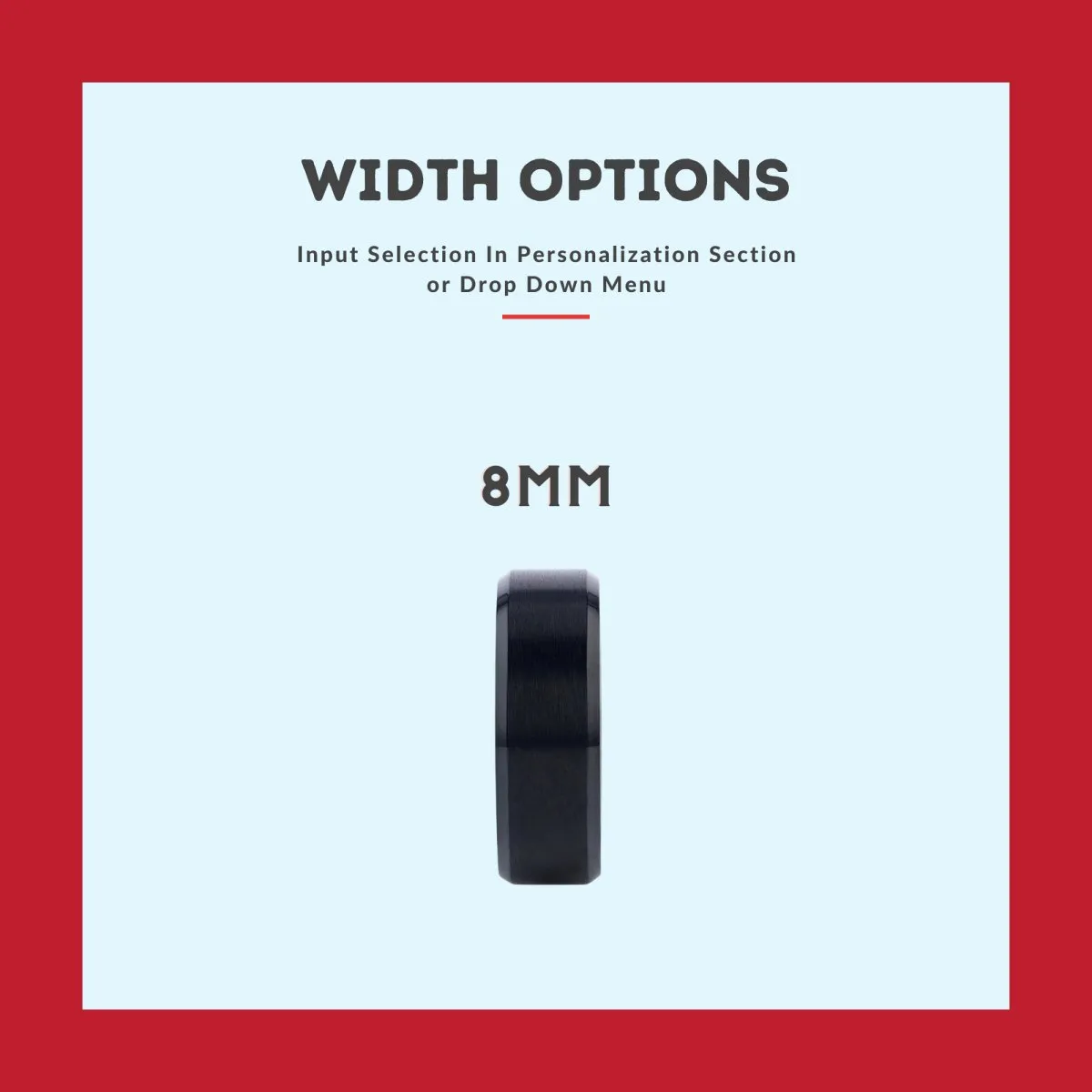 MARRON | Black & Red Wood, Black Tungsten Ring, Brushed, Beveled