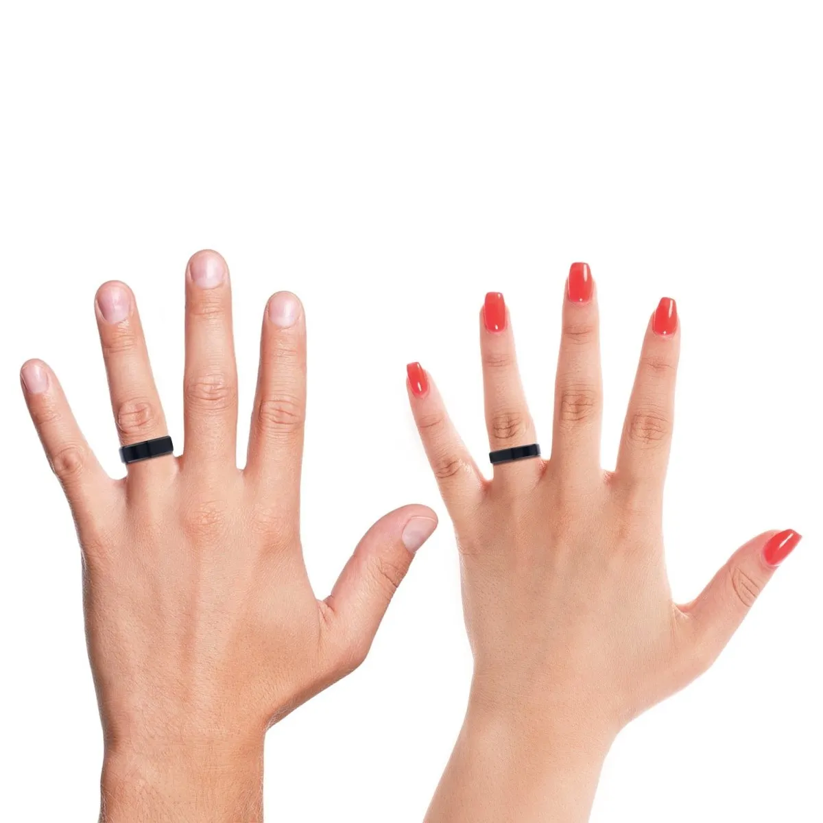 MARRON | Black & Red Wood, Black Tungsten Ring, Brushed, Beveled