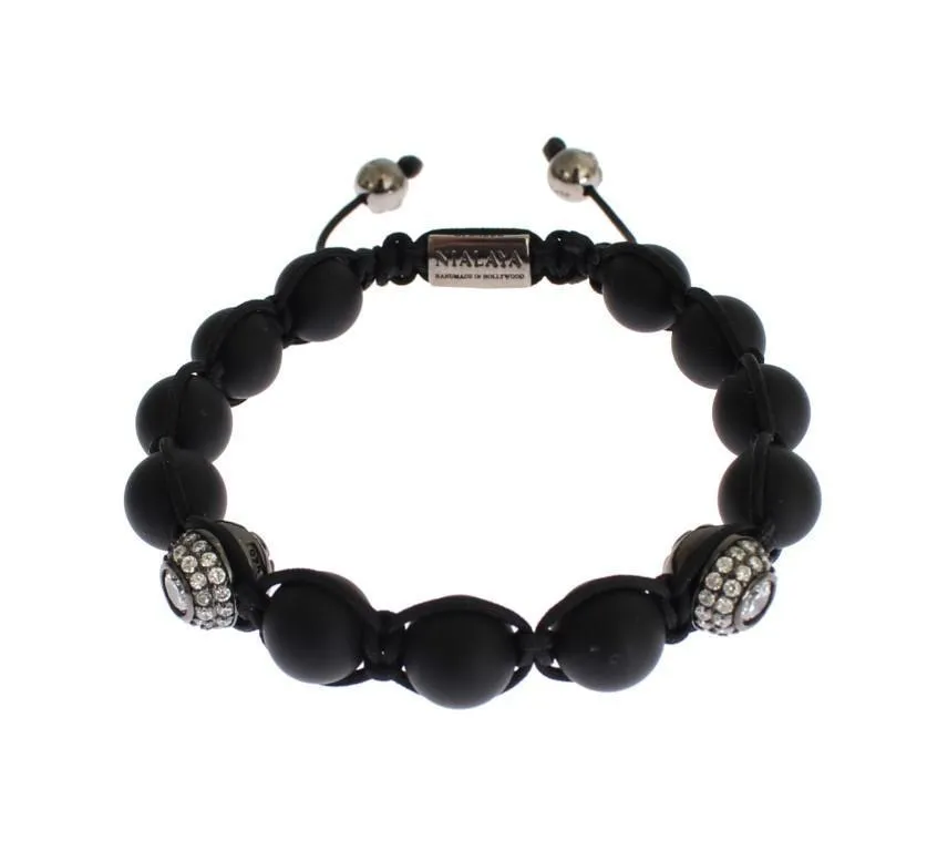 Matte Onyx Clear CZ 925 Silver Bracelet