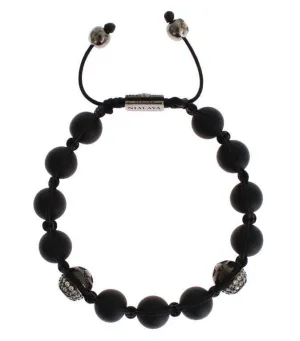Matte Onyx Clear CZ 925 Silver Bracelet