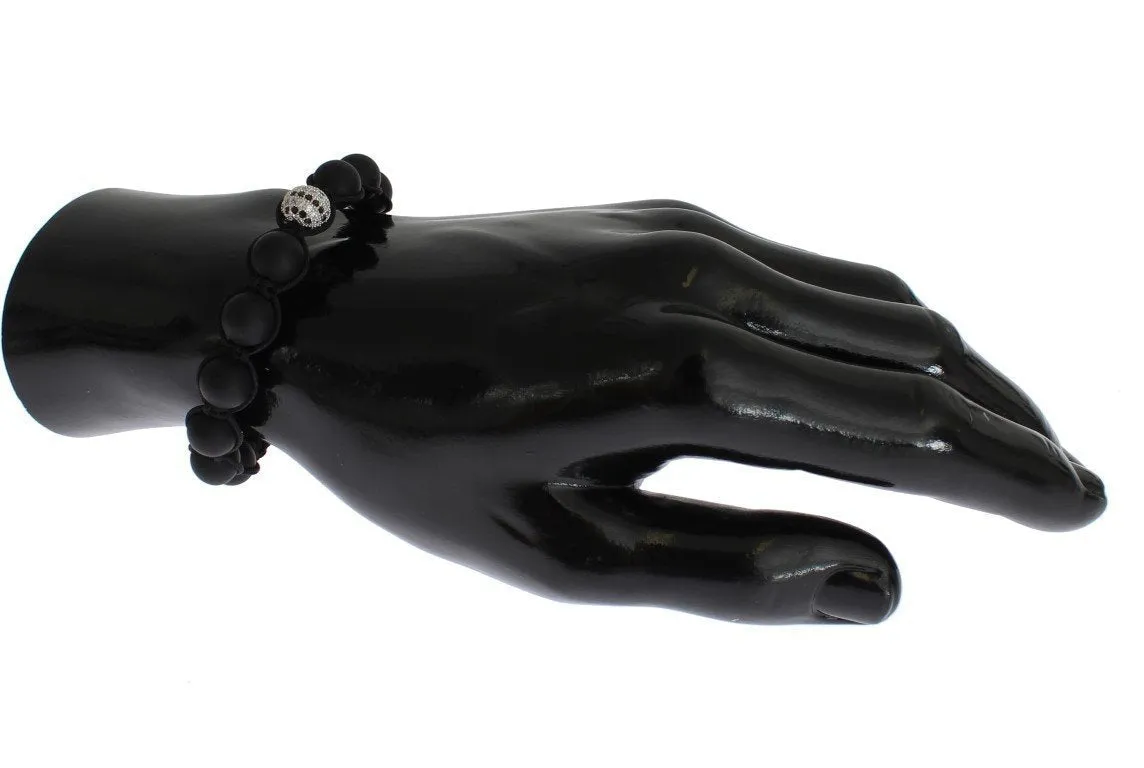 Matte Onyx Clear CZ 925 Silver Bracelet