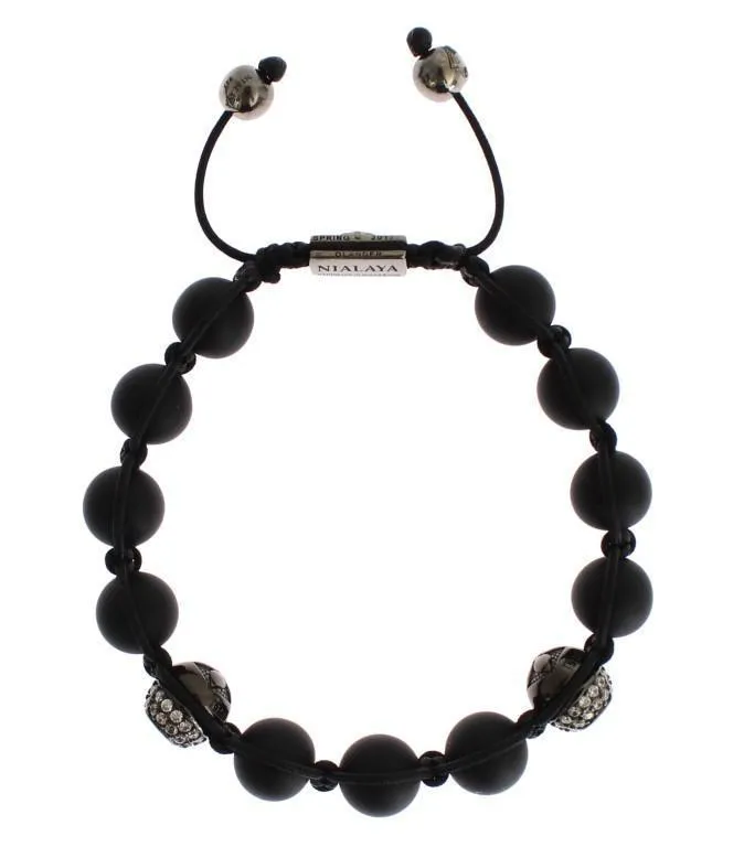 Matte Onyx Clear CZ 925 Silver Bracelet