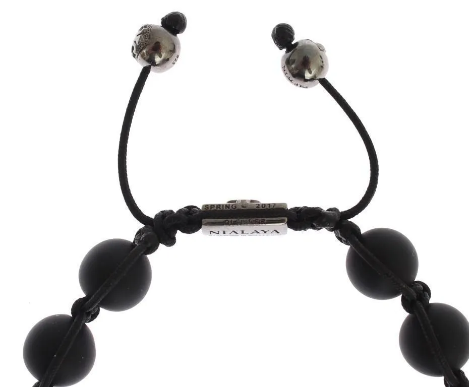 Matte Onyx Clear CZ 925 Silver Bracelet