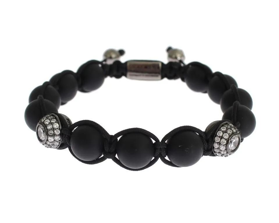 Matte Onyx Clear CZ 925 Silver Bracelet