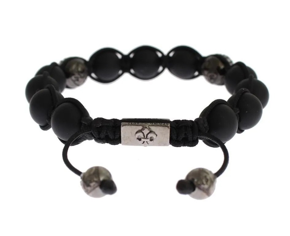 Matte Onyx Clear CZ 925 Silver Bracelet