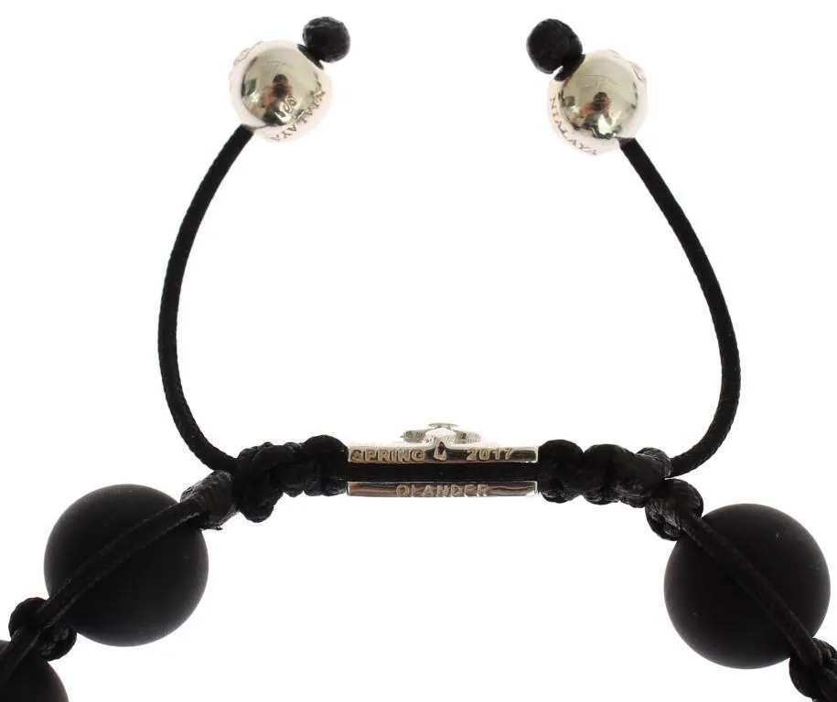Matte Onyx Clear CZ 925 Silver Bracelet