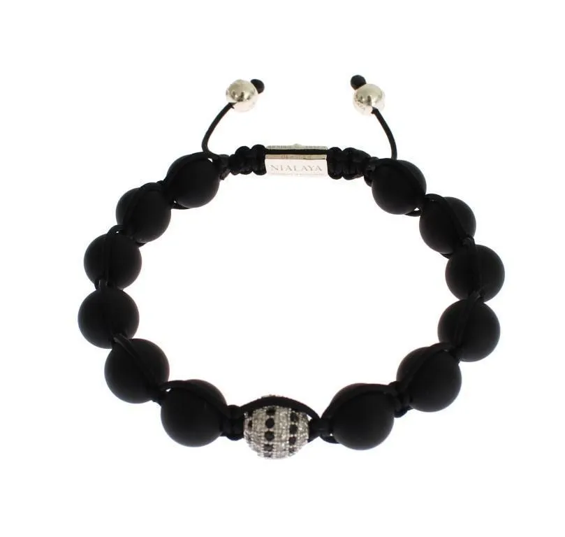 Matte Onyx Clear CZ 925 Silver Bracelet