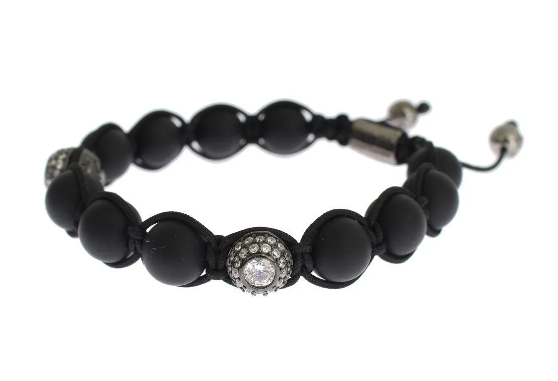 Matte Onyx Clear CZ 925 Silver Bracelet