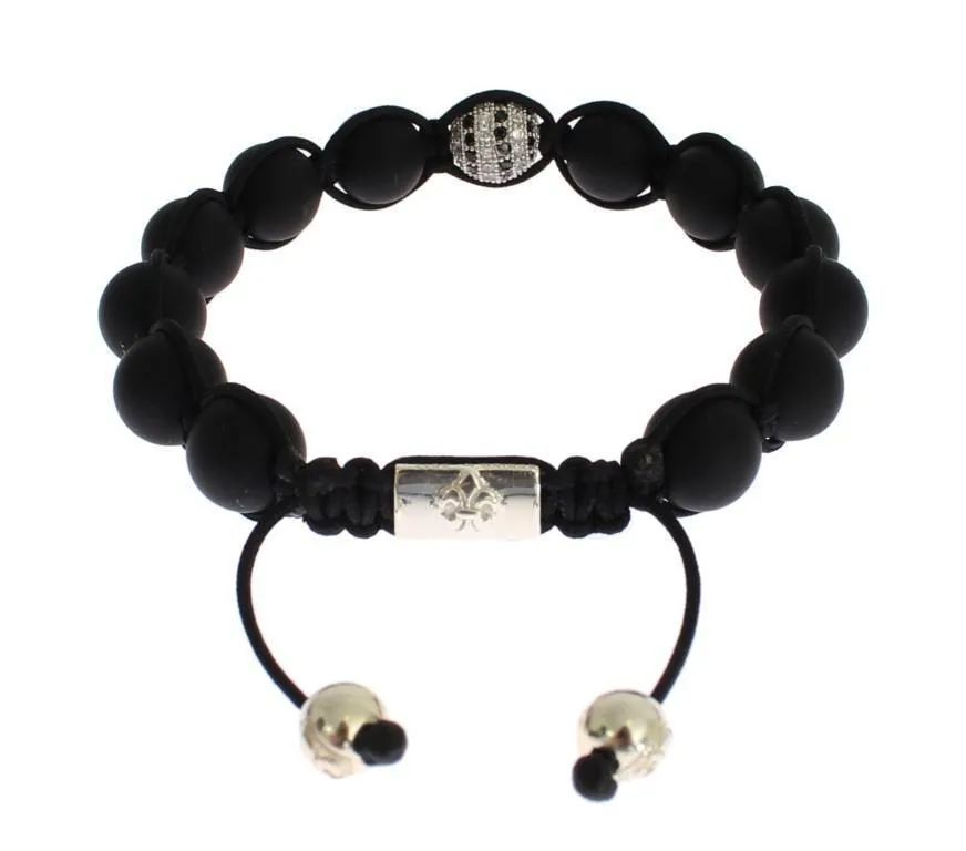 Matte Onyx Clear CZ 925 Silver Bracelet