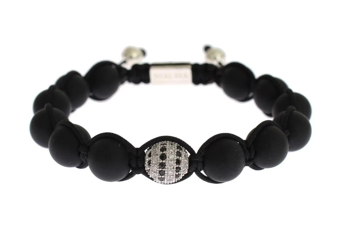 Matte Onyx Clear CZ 925 Silver Bracelet