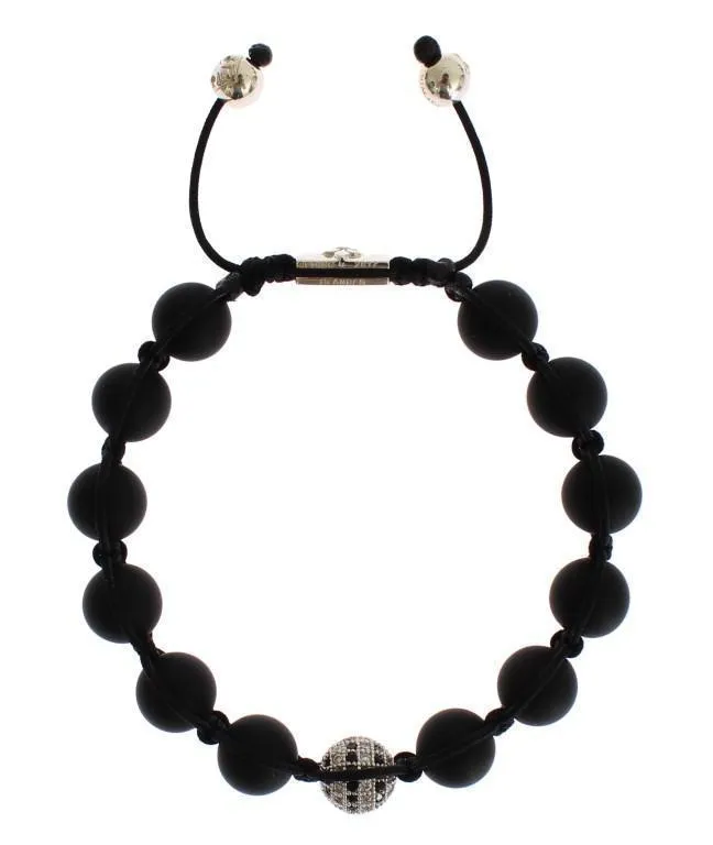 Matte Onyx Clear CZ 925 Silver Bracelet