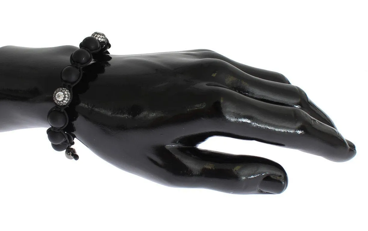 Matte Onyx Clear CZ 925 Silver Bracelet