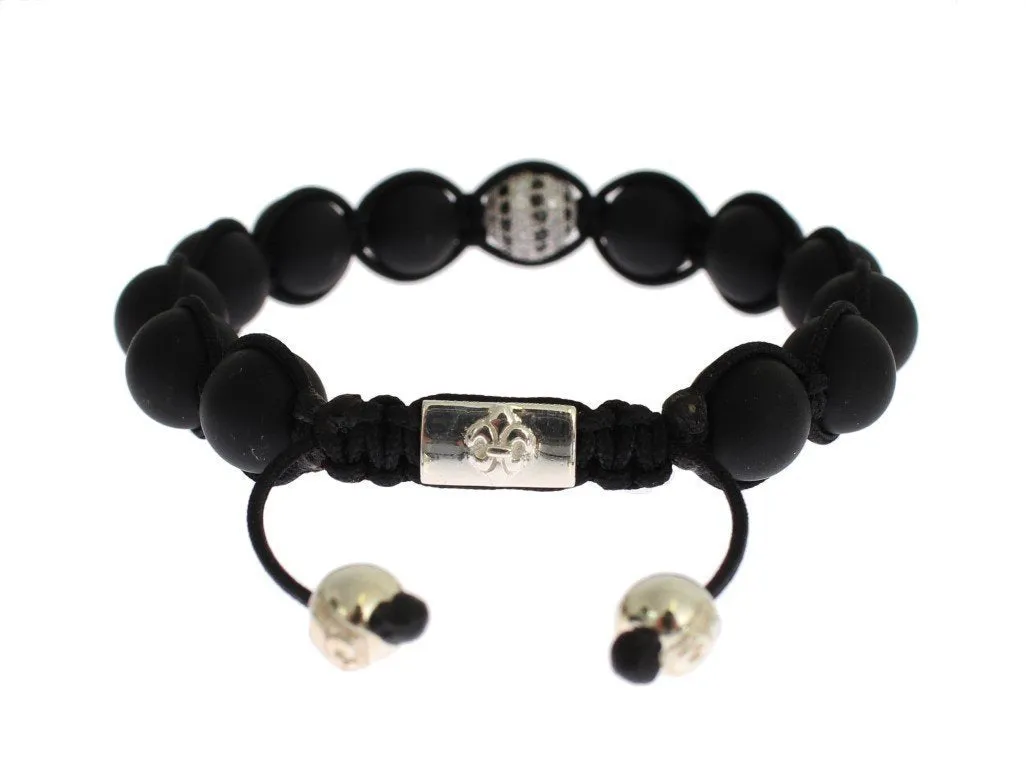Matte Onyx Clear CZ 925 Silver Bracelet