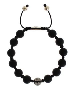 Matte Onyx Clear CZ 925 Silver Bracelet