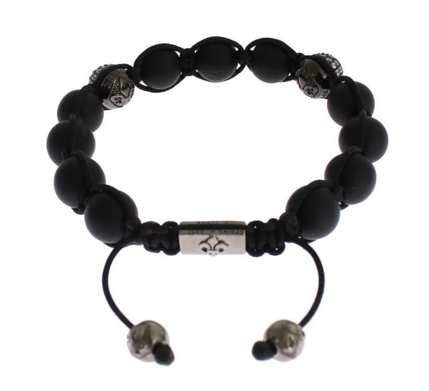 Matte Onyx Clear CZ 925 Silver Bracelet