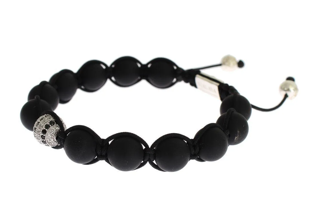 Matte Onyx Clear CZ 925 Silver Bracelet