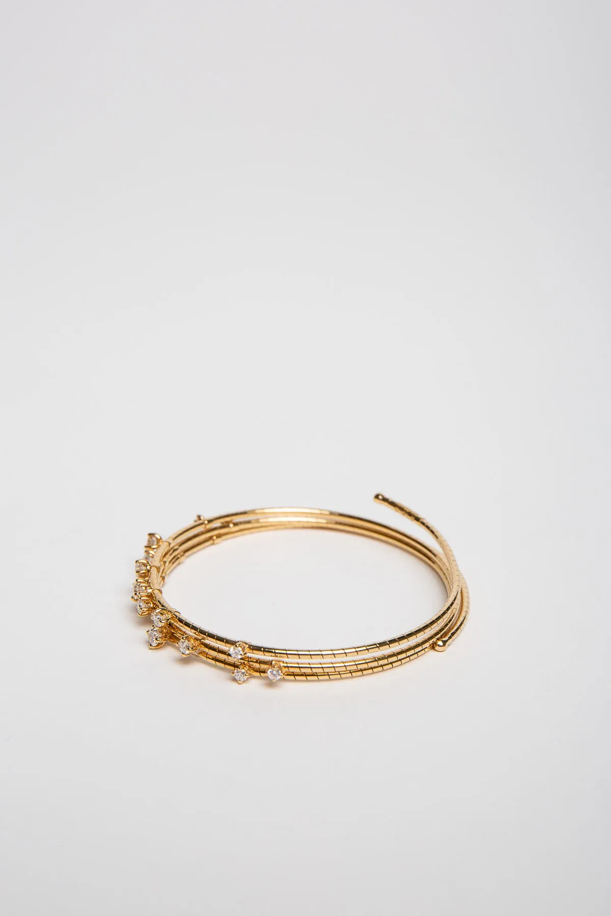MATTIA CIELO | 3 ROW YELLOW GOLD DIAMOND SPIRAL BRACELET
