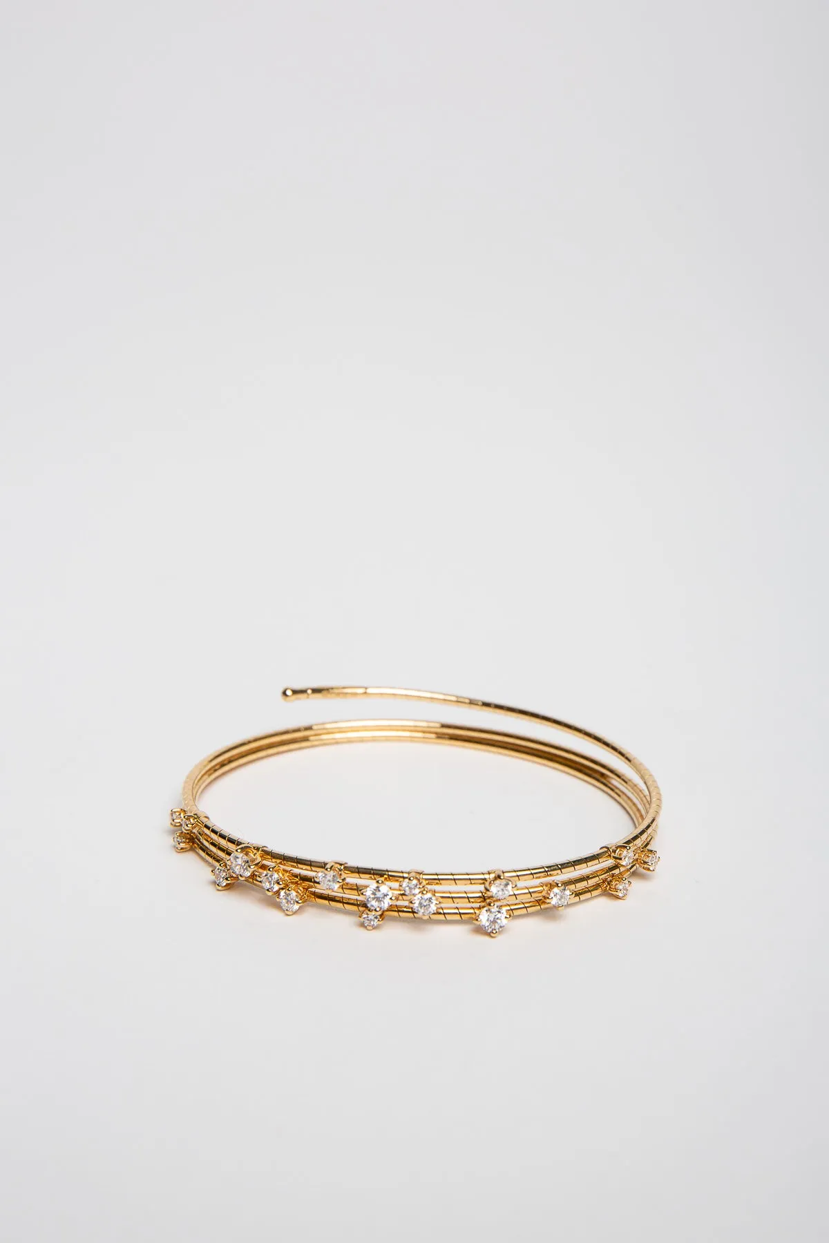 MATTIA CIELO | 3 ROW YELLOW GOLD DIAMOND SPIRAL BRACELET