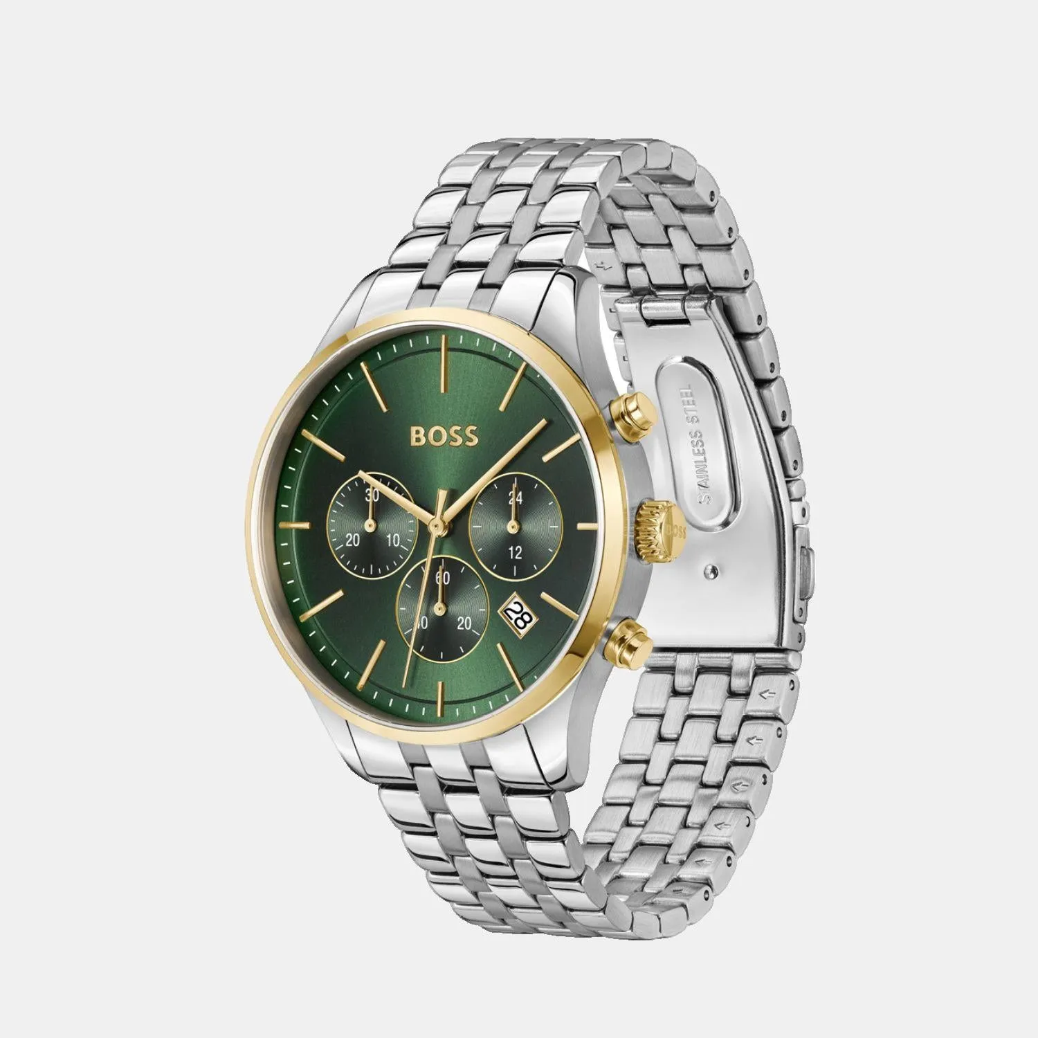 Men Quartz Green Dial Chronograph Stainless Steel Watch 1514159