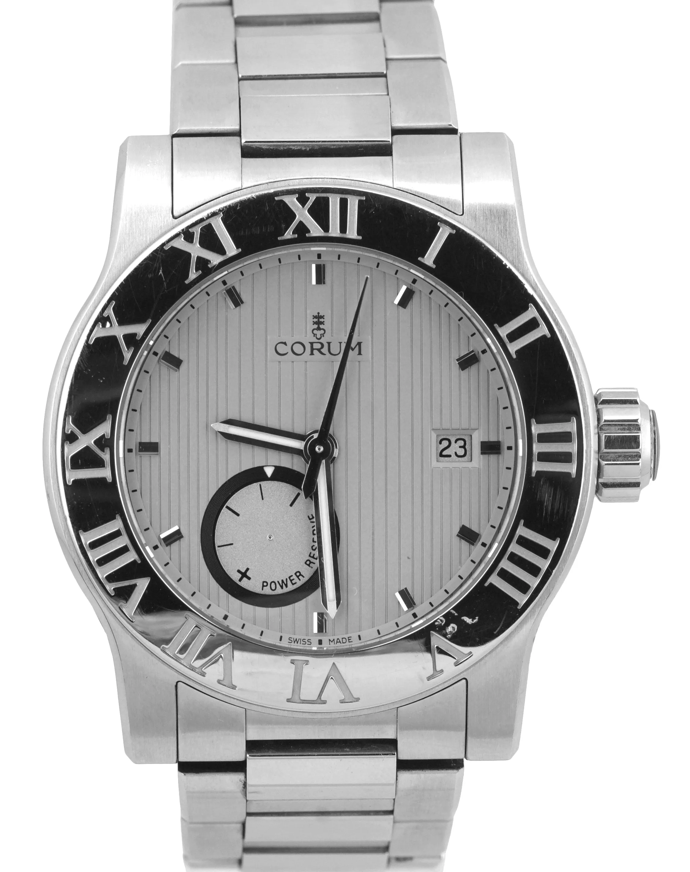 Men's Corum Romvlvs Power Reserve Silver 02.0001 Stainless Steel 42mm Watch