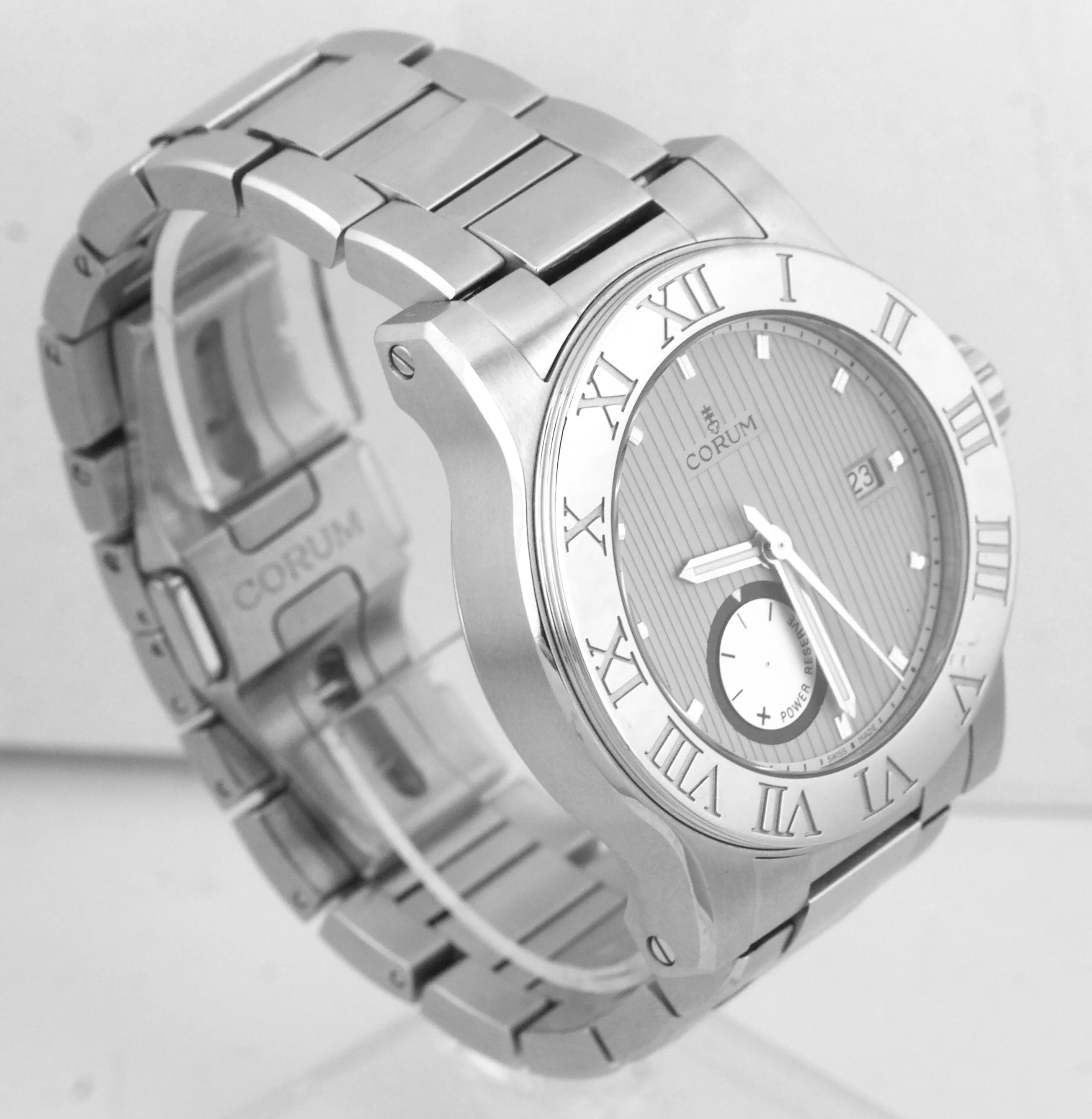 Men's Corum Romvlvs Power Reserve Silver 02.0001 Stainless Steel 42mm Watch