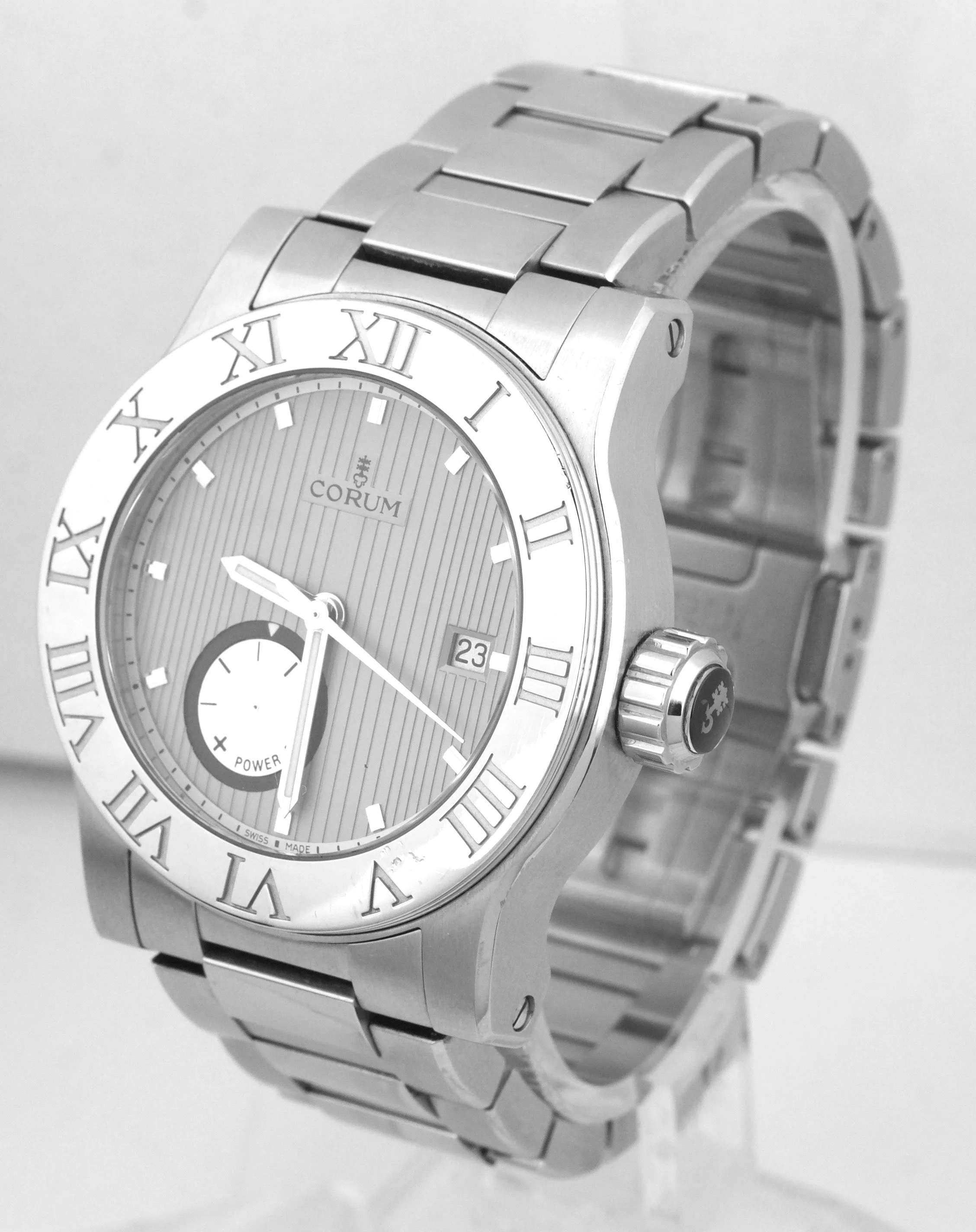 Men's Corum Romvlvs Power Reserve Silver 02.0001 Stainless Steel 42mm Watch