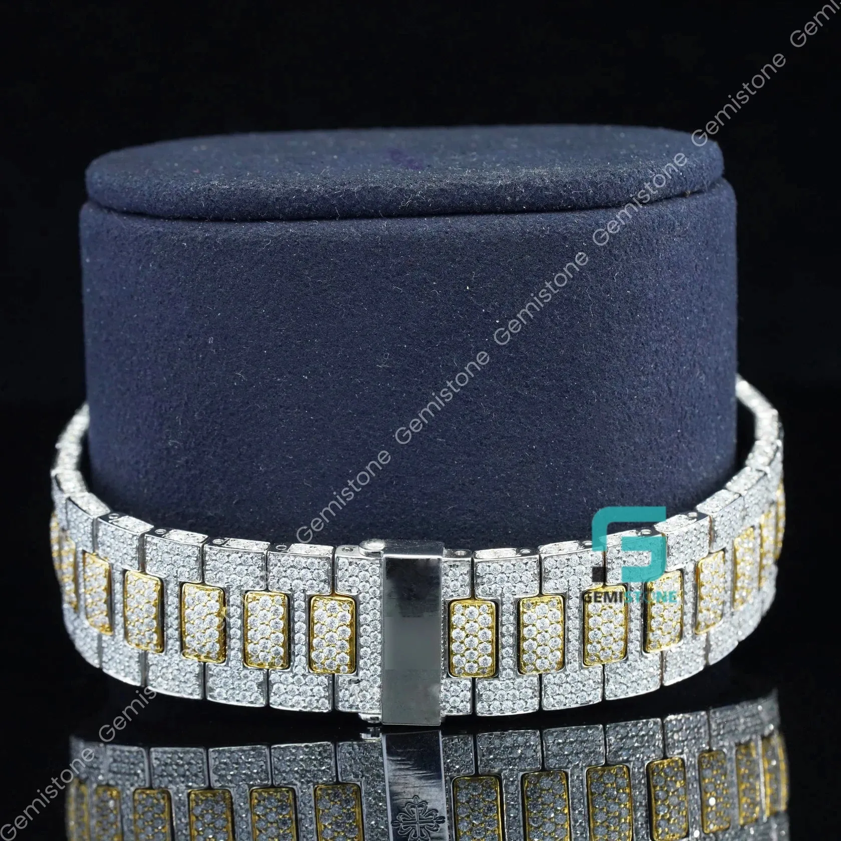 Men's Fully Studded Two Tone Full Diamond Watch For Gift