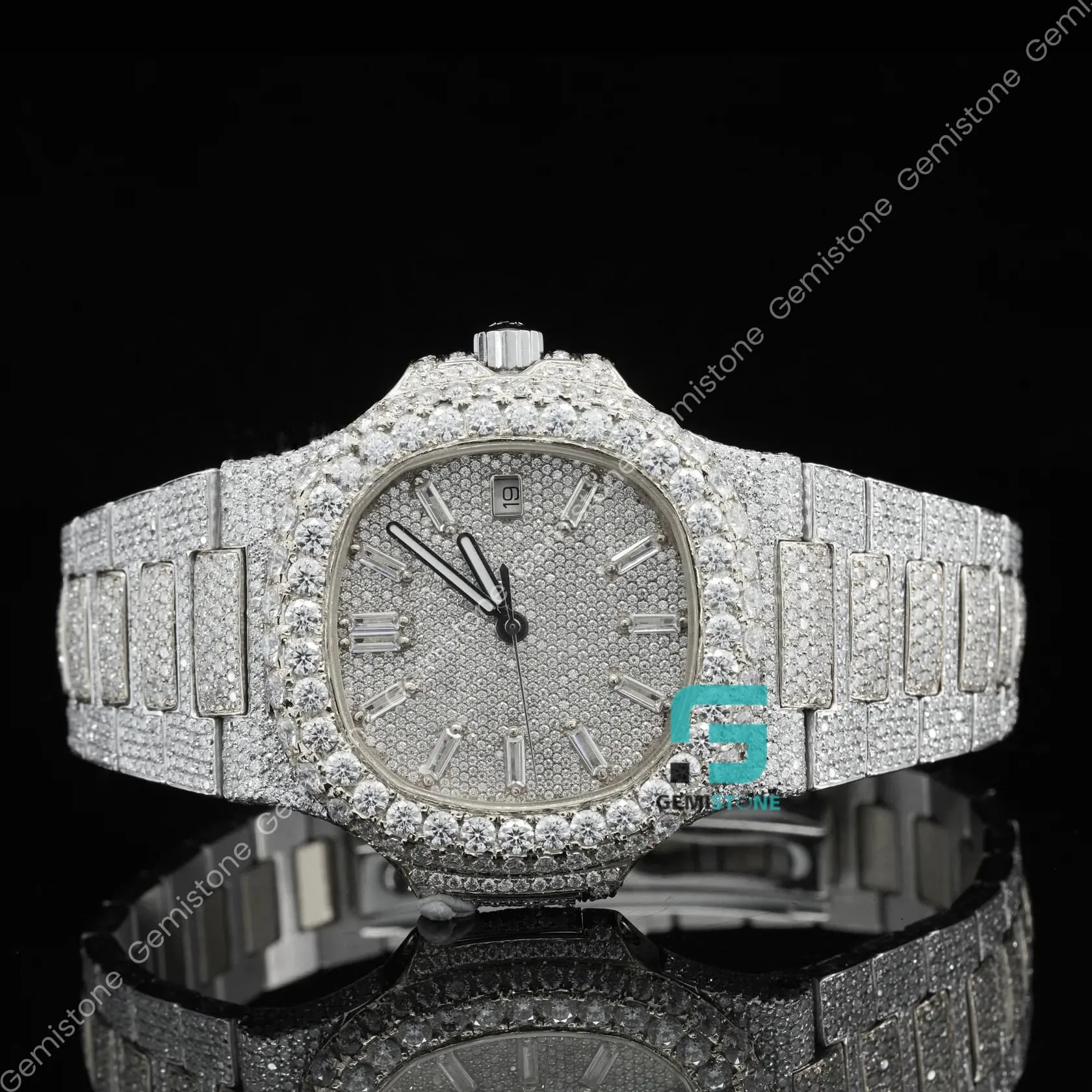 Men's Fully Studded Two Tone Full Diamond Watch For Gift