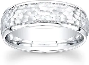 Men's Hammered Finish Wedding Band-7mm
