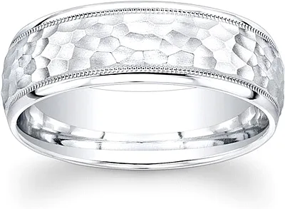 Men's Hammered Finish Wedding Band-7mm
