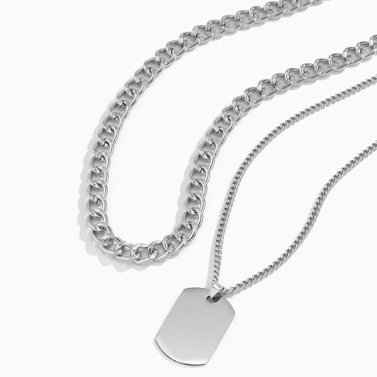 Men's Hip Hop Dog Tag Pendant Chunky Chain Necklaces