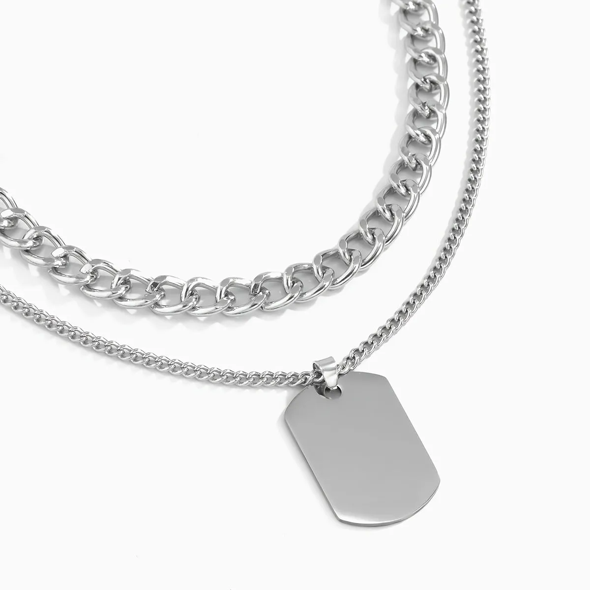 Men's Hip Hop Dog Tag Pendant Chunky Chain Necklaces