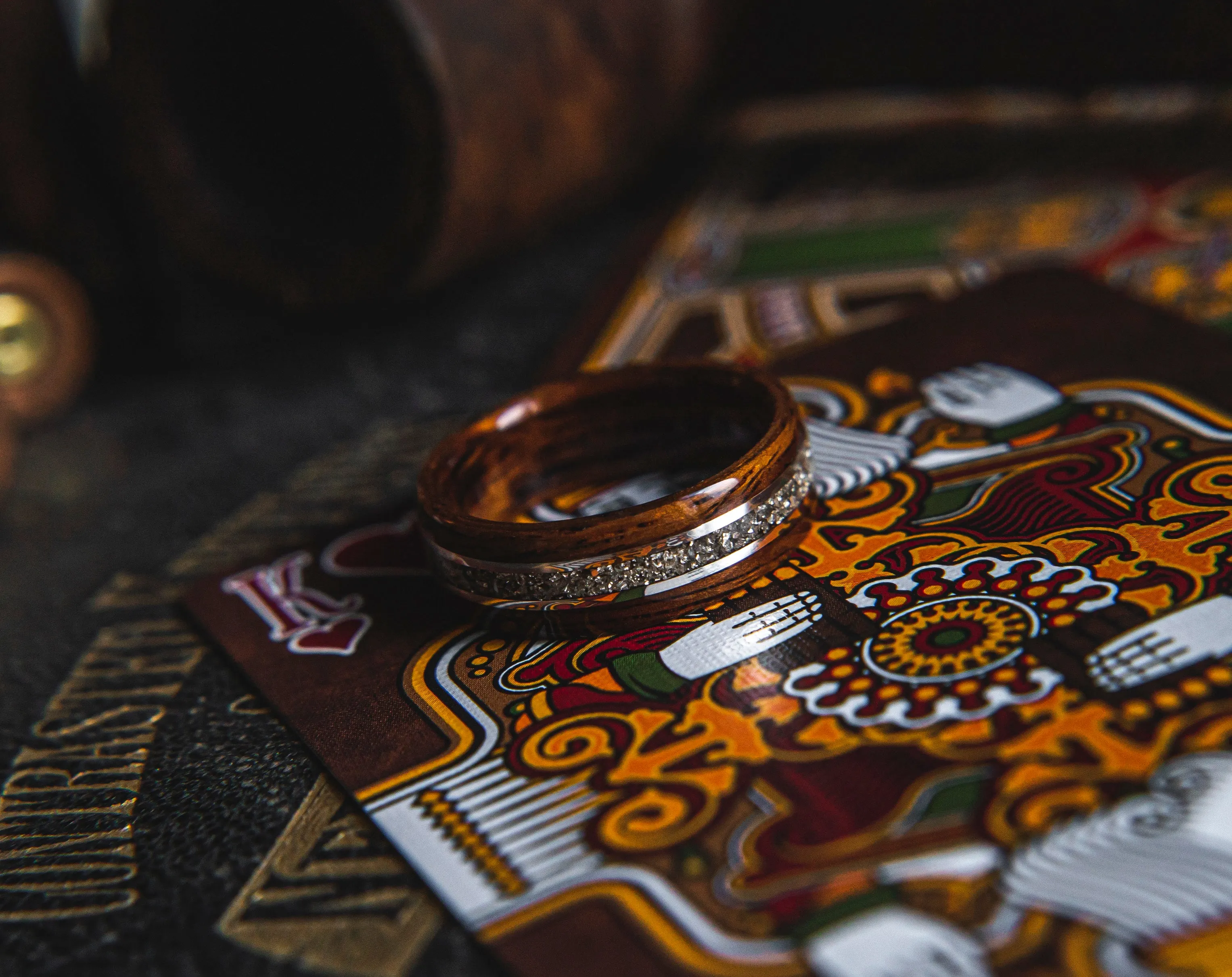 Mens Wedding Band Nicknamed The RSG.  featuring Silver, German Glass and Rosewood