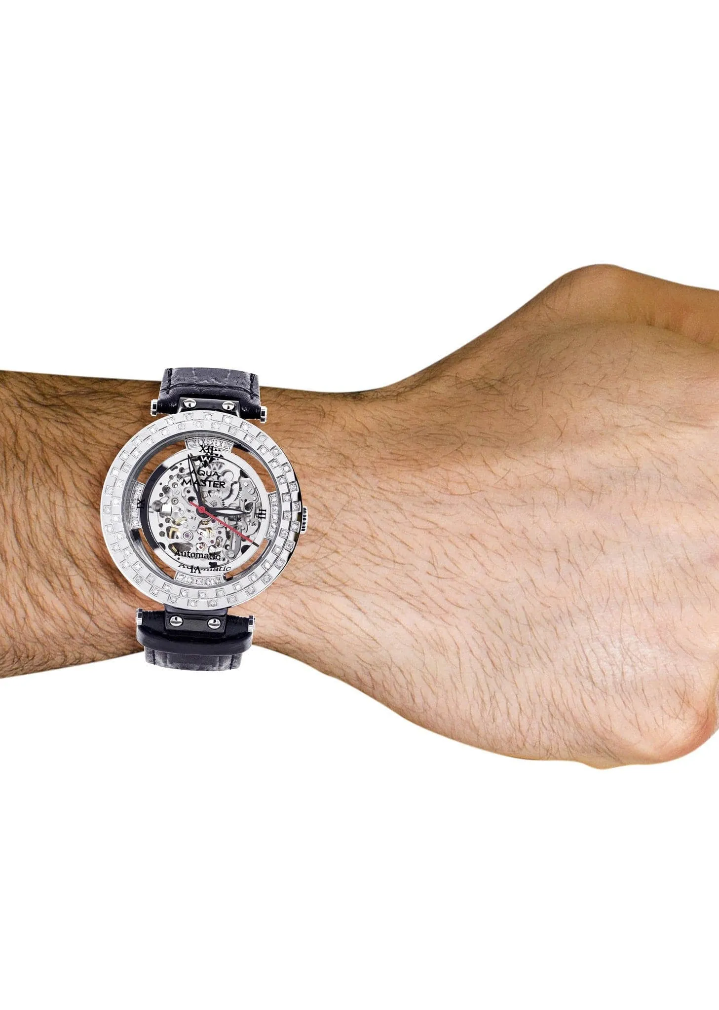 Mens White Gold Tone Diamond Watch | Appx. 1.26 Carats