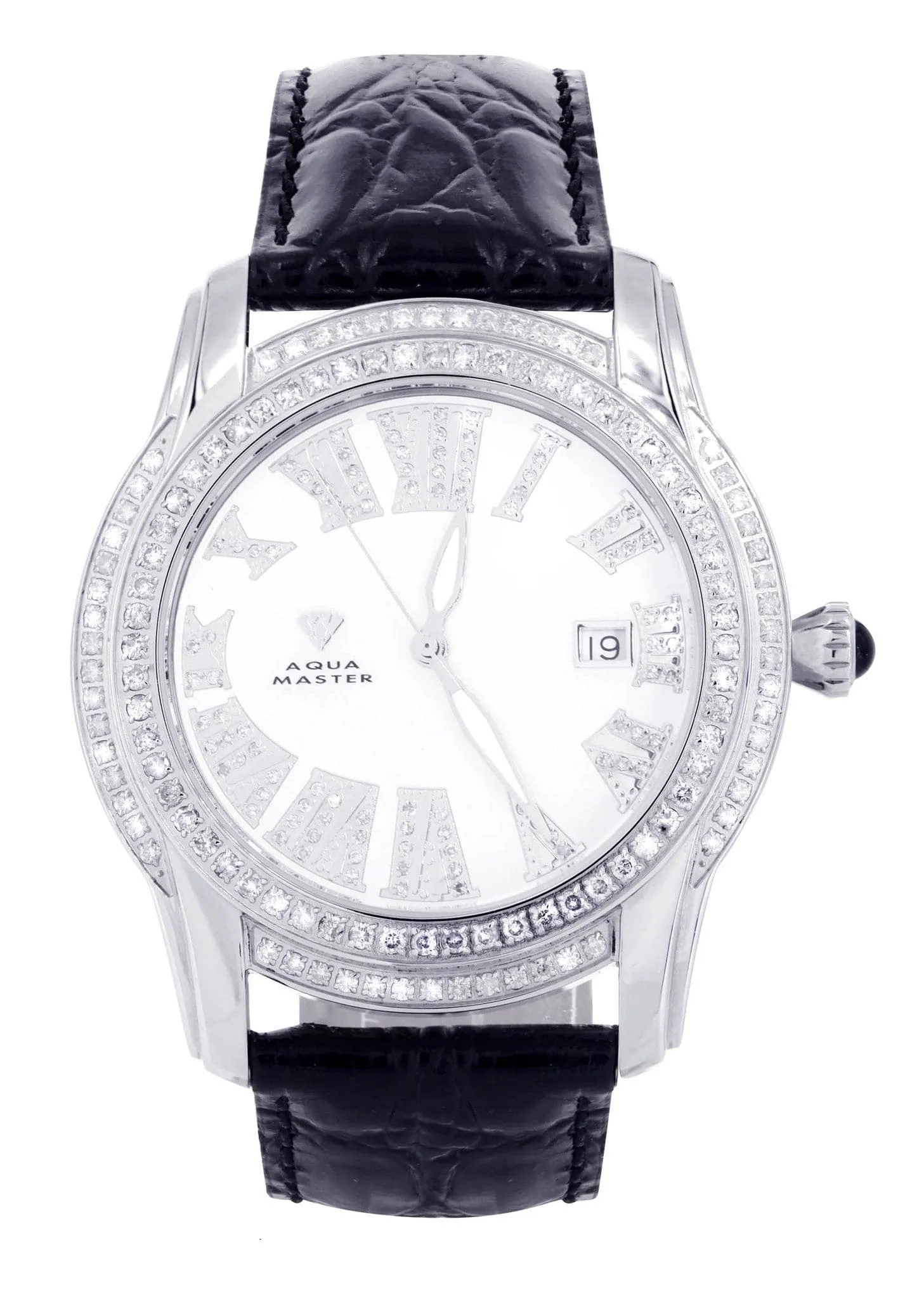 Mens White Gold Tone Diamond Watch | Appx. 1.71 Carats